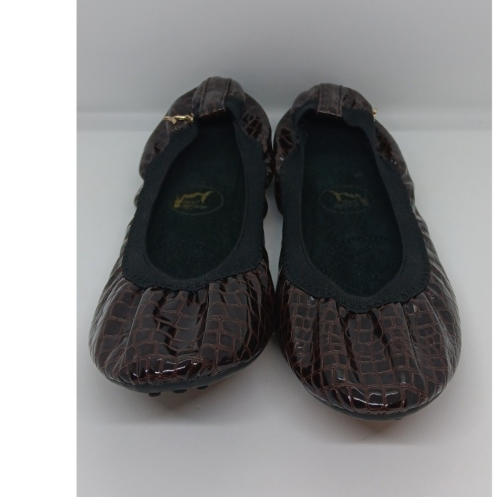 Malibu Jane Brown Crocodile Embossed Faux Leather Ballerina Flats US 10 EU 40 - Picture 4 of 8